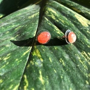 Authentic moonstone handmade stud silver earrings